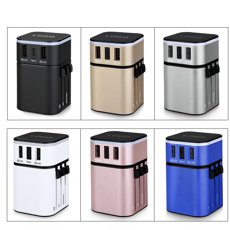 Adaptor đa năng nhiều màu tuỳ chỉnh in logo theo yêu cầu. Là sản phẩm hoàn hảo để đảm bảo kết nối nguồn điện ở hầu hết các quốc gia mà bạn đến