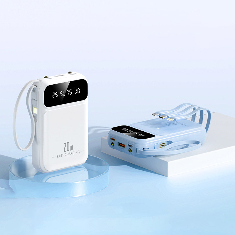Cục sạc nhanh tích hợp nhiều đầu cáp, dung lượng lớn 20000mAh sạc nhanh, in logo quà tặng, chất liệu: Vỏ nhựa PVC. Quà tặng công nghệ hiện đại.