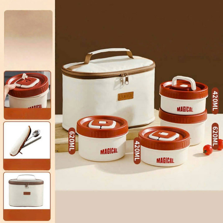 Set hộp cơm giữ nhiệt dùng được trong lò vi sóng