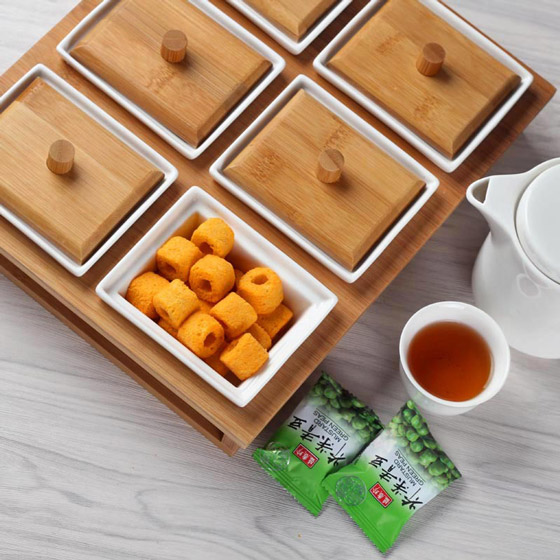 Khay tre 6 ngăn đựng bánh kẹo, mứt, khay đựng đồ ăn nhẹ, khay đựng đồ ăn nhẹ, đĩa đựng trái cây sấy khô, bát đựng trái cây, khay đựng kẹo