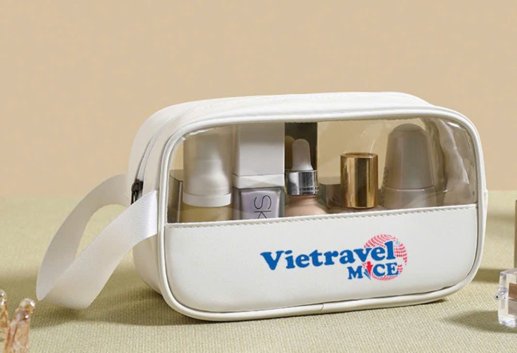 TÚI ĐỰNG MỸ PHẨM TRONG SUỐT TÔNG MÀU PASTEL in logo