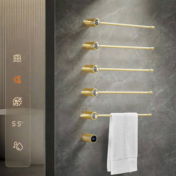 Giá treo khăn điện thông minh. Sử dụng hợp kim nhôm, inox hoặc nhôm không gỉ; được sơn chịu nhiệt. Món quà tinh tế cho cuộc sống tiện nghi.
