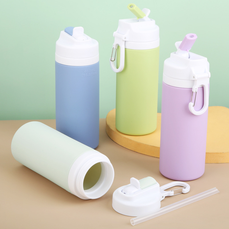 Bình nước silicon 450ml màu pastel chịu va đập tốt, dễ vệ sinh. In logo theo yêu cầu. Dung tích: 450ml. Quà tặng doanh nghiệp năng động. Giá cạnh tranh