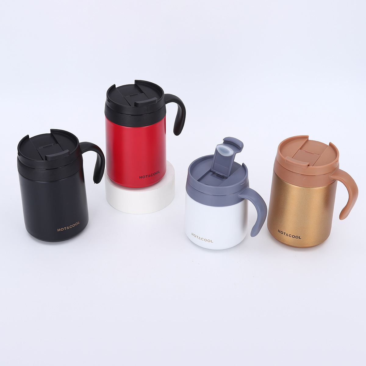 Ly thép không gỉ có tay cầm hiện đạiLy thép không gỉ có tay cầm hiện đại với dung tích 350ml và 500ml. In Logo theo yêu cầu