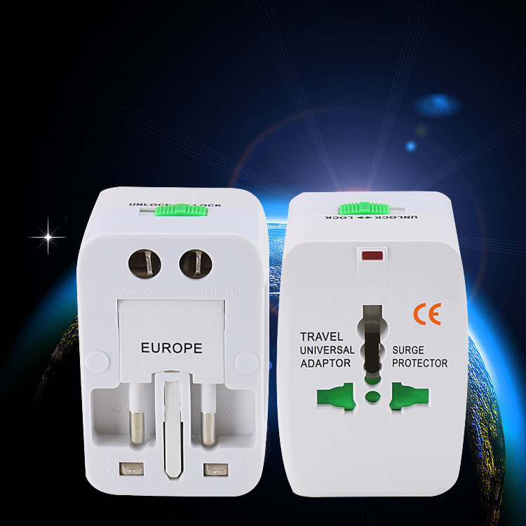 Adaptor ổ cắm điện du lịch nhiều đầu, tương thích phích cắm Châu Âu US/EU/UK/AU. In Logo theo yêu cầu. Quà tặng công nghệ thiết thực và phổ biến hiện nay
