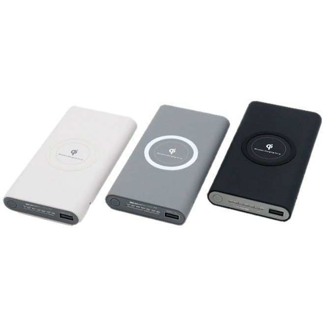 Sạc dự phòng không dây 8000mAh. In logo theo yêu cầu. Màu sắc: Đen | Trắng | Xám. Quà tặng công nghệ thiết thực và độc đáo