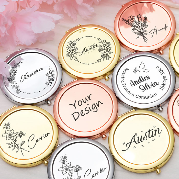 Sản phẩm gương trang điểm gấp gọn bỏ túi tuỳ chỉnh thiết kế, in logo, bao bì sản phẩm theo mọi yêu cầu và ngân sách từ thấp đến cao.