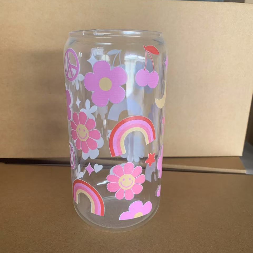 Bình thuỷ tinh có nắp và ống hút in theo yêu cầu - Quà tặng doanh nghiệp giá rẻ